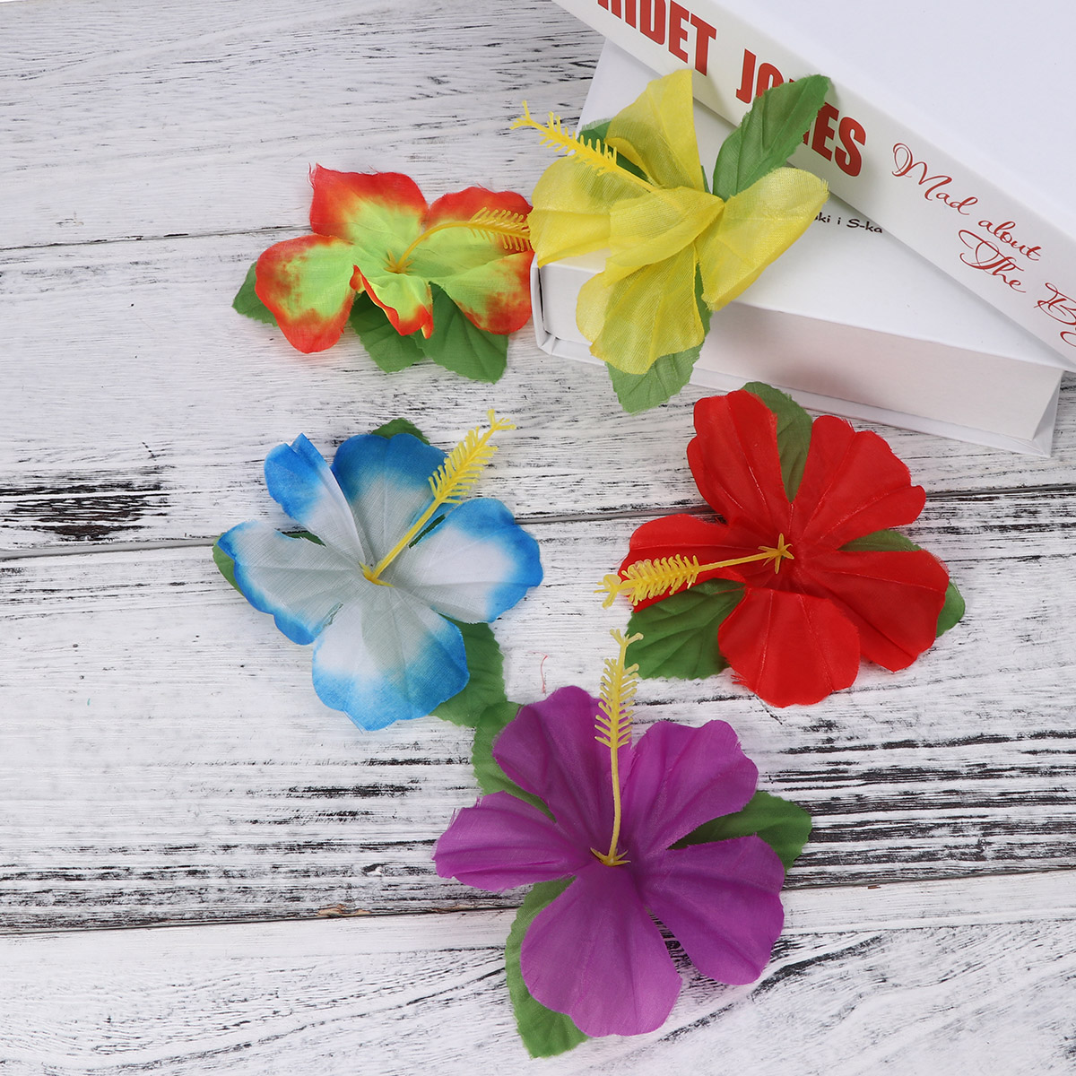 24 st hawaii blommor hibiskus mutabilis färgglad levande konstgjord blomma faux blomma för fest bord dekor bankett bröllop