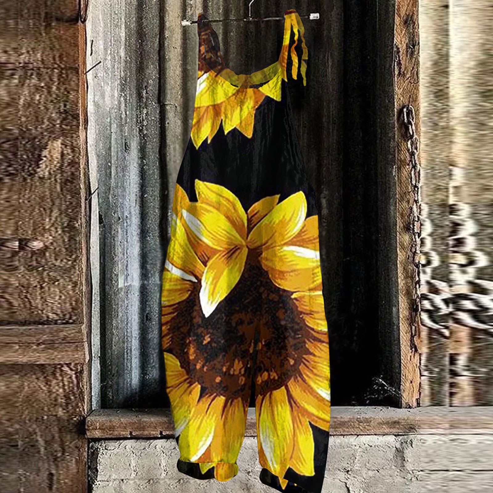 Sunflower Pattern Overalls For Women Slim Jumpsuit Women Casual Loose Romper For Women Mono Deportivos Mujer Gym: L / Orange