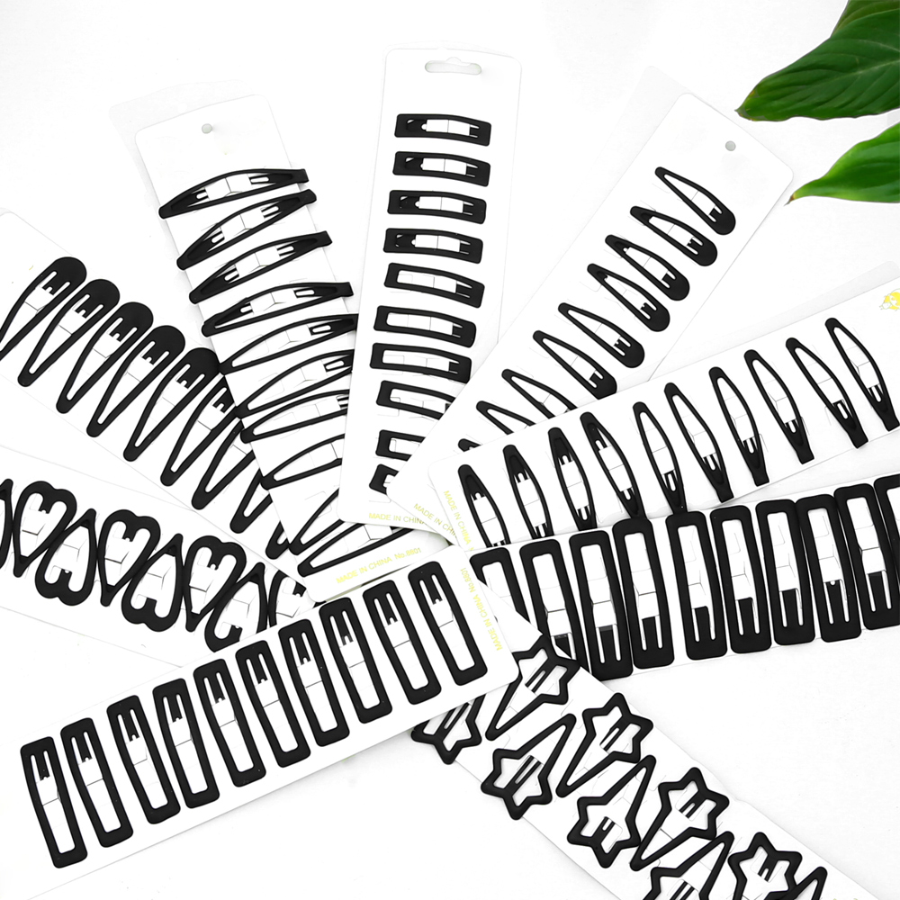 12 pièces/lot pinces à cheveux pour femmes Barrettes à cheveux pince épingles Simple noir couleur pinces à cheveux Snap métal Hairgrip femmes épingle à cheveux outil