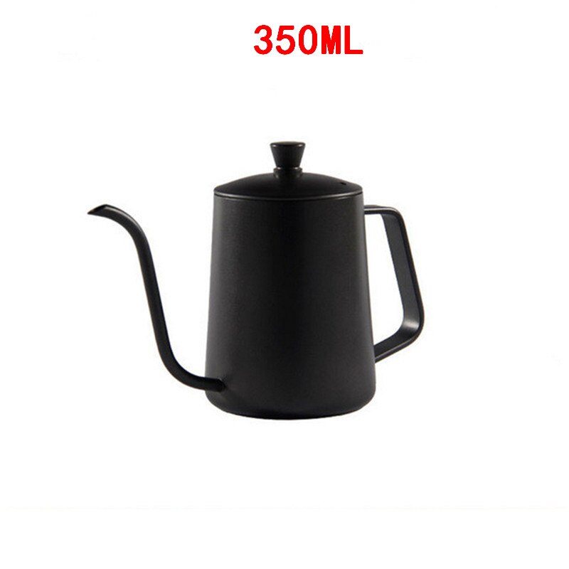 Teflón negro de 350ml y 600ml con recubrimiento de 5mm, boquilla de cuello de cisne, tetera de acero inoxidable para café, tetera de goteo para café por goteo: 350ml Black