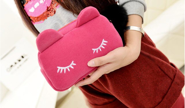 Pluche Kat Portemonnee Cosmetische Tas Voor Meisjes Leuke Mini Cat Zipper Bag Vrouwen Item
