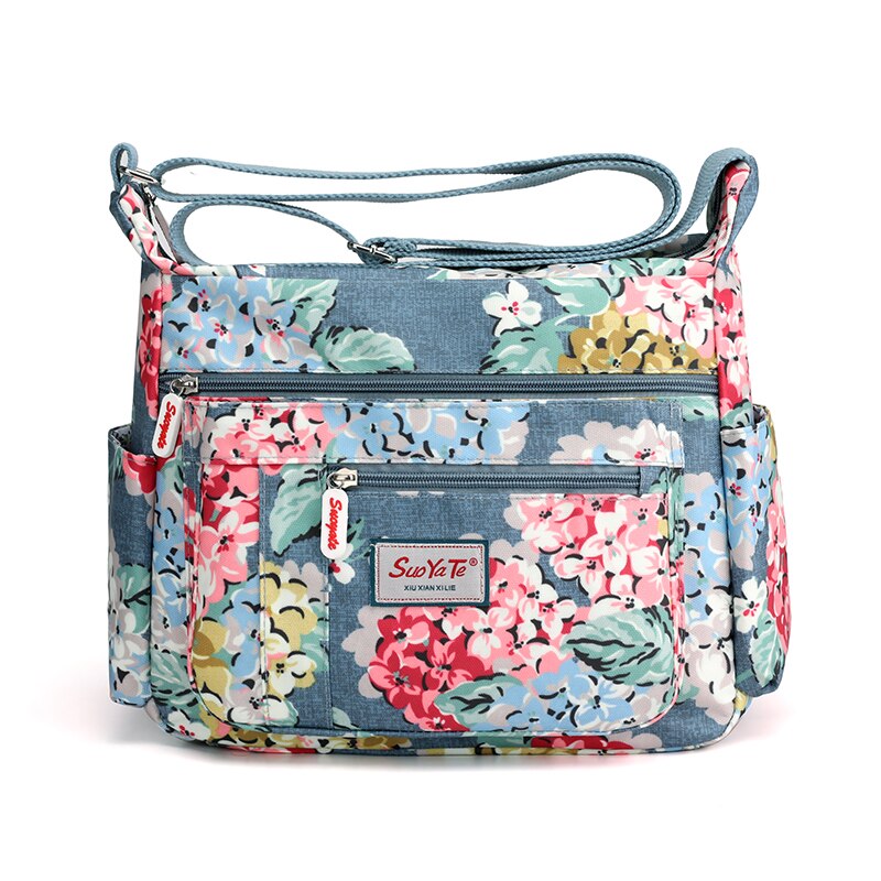 Nylon Bloemen Patroon Dames Schoudertas Multifunctionele Vrouwen Handtassen Reistas Sac Femme: Color-5