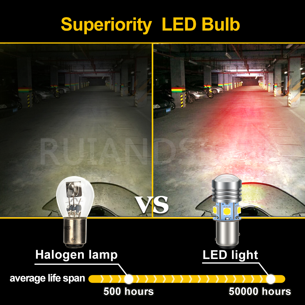Ruiandsion 2 uds 1157 BAY15D R10W BAZ15D 3W 6V parada LED freno lámpara de marcha atrás bombilla luz de coche luz alta y baja blanco rojo en una bombilla