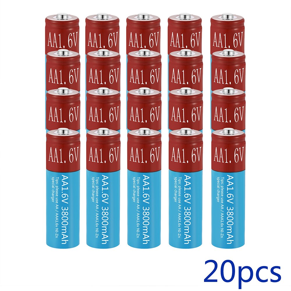 AA Rechargeable Batteries NiZn 3800mAh Replace 1.5V/1.2V AA battery 1.6V Battery for toys MP3 Solar Lights Camera MP4 RC car: 20pcs