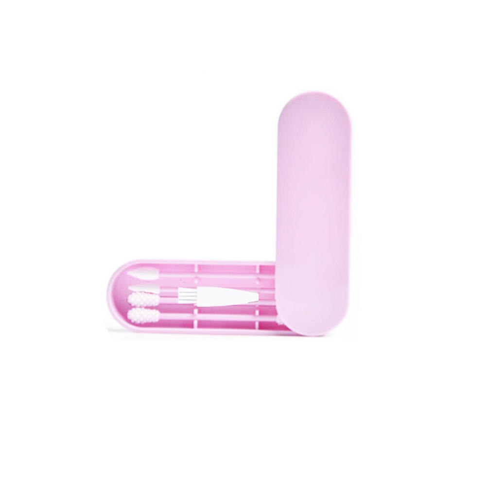 Hisopos de algodón para limpieza de orejas, hisopos de silicona reutilizables, hisopos de doble punta con cepillo de limpieza de Estuche de transporte, herramienta de maquillaje,: 04