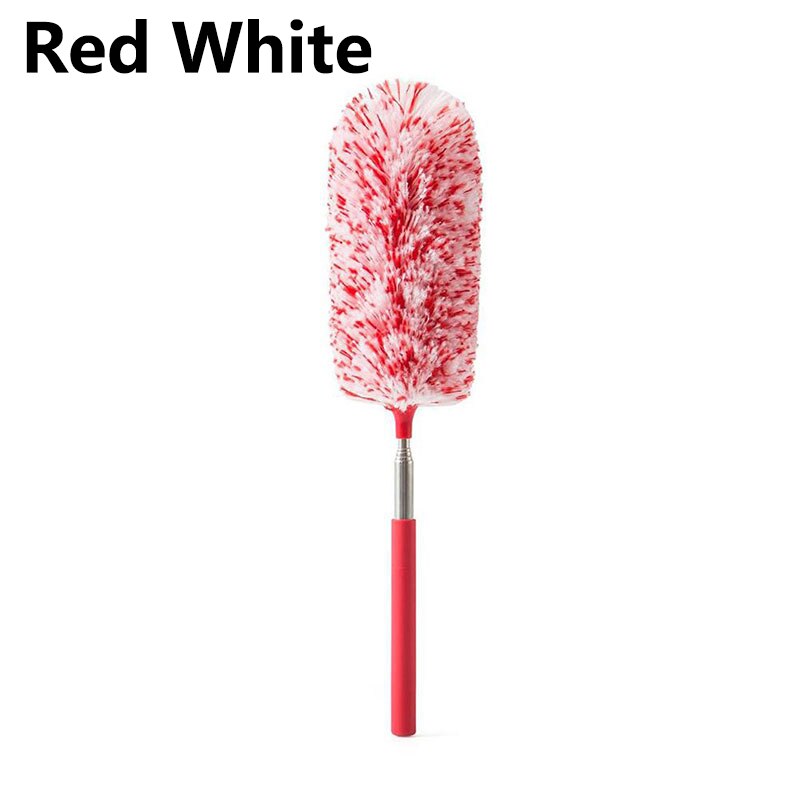 Retractable dusting duster Microfiber dust sweeping retractable feather duster Cleaning sweeping duster: Red White