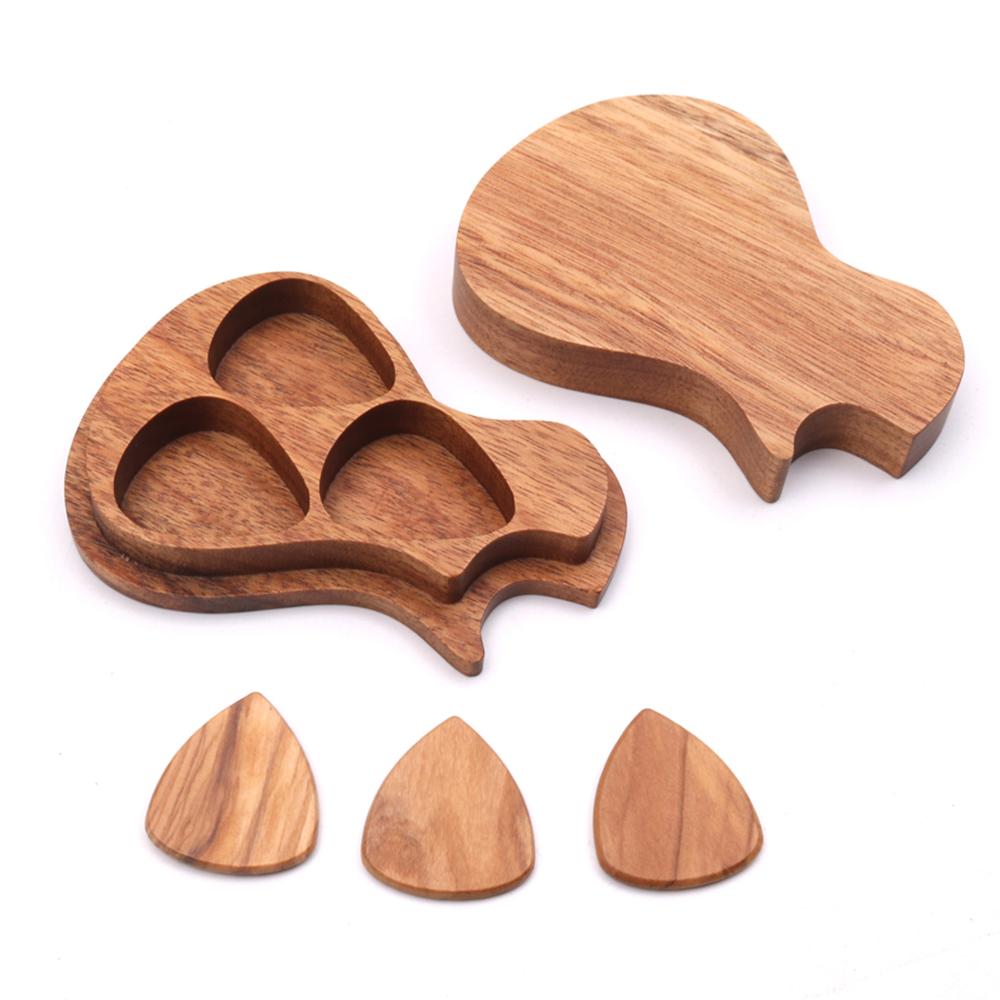 Guitar Picks Iron Pick Box Holder Collector with 4pcs Different Wood Picks Mediator for Guitar Accessories & Parts guitar tool: Style6