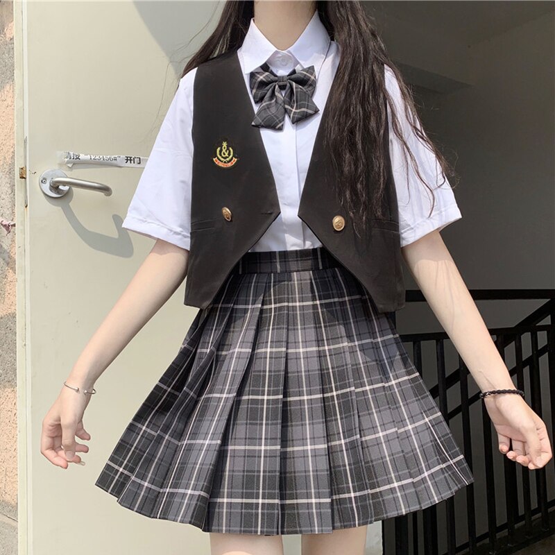 Japanese-Style College Style JK Uniform Waistcoat Loose-Fit Vest Sleeveless school girl uniform high school uniform: black vest