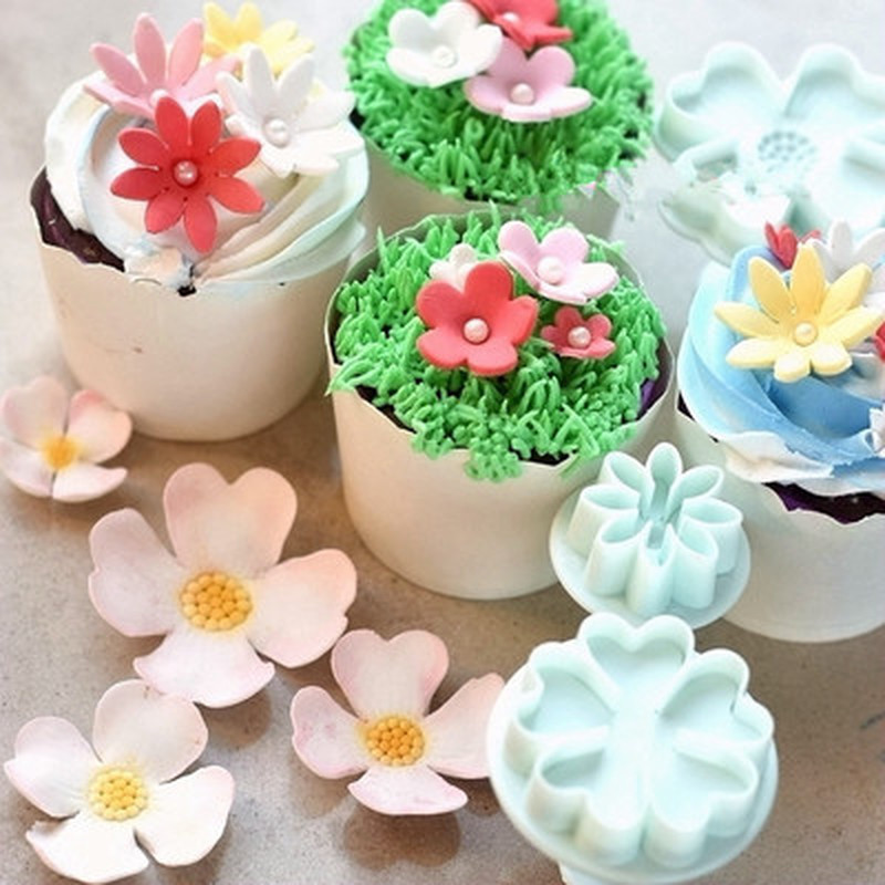 Mini blomster fondant udstikkere til kage dekorationsværktøj 3 stk/sæt geometri kage udstikker gør det selv spring stamper køkken bageværktøj