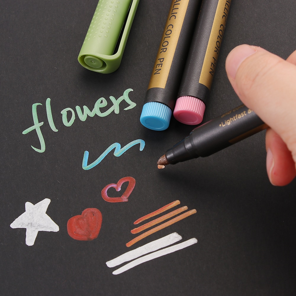 10 PCs/Set Waterproof Metalic Silver Marker Pen Set Sheen Glitter DIY Art Pen Photo Album Writing Supplies Stationery