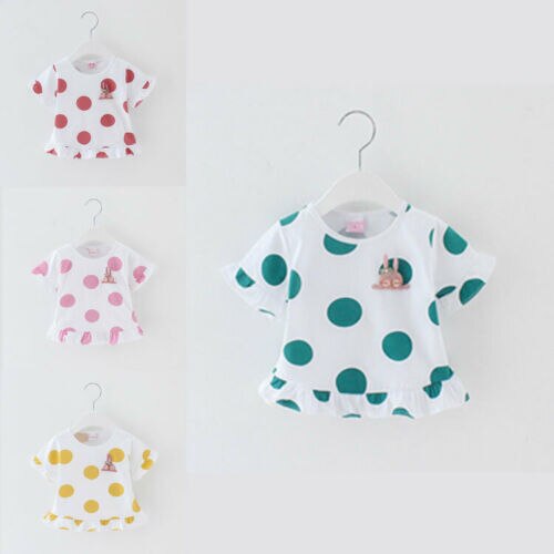 Kinderen Meisje T-shirt Zomer Baby Boy Katoen Tops Peuter Tees Kleding Kinderkleding T-shirts Korte Mouw Casual Wear Dot leuke
