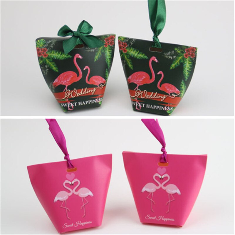 50 stks/Rood en Groen Creatieve Flamingo style Dozen Snoep Trouwbedankjes Feestartikelen Baby Shower chocolade verpakking dozen