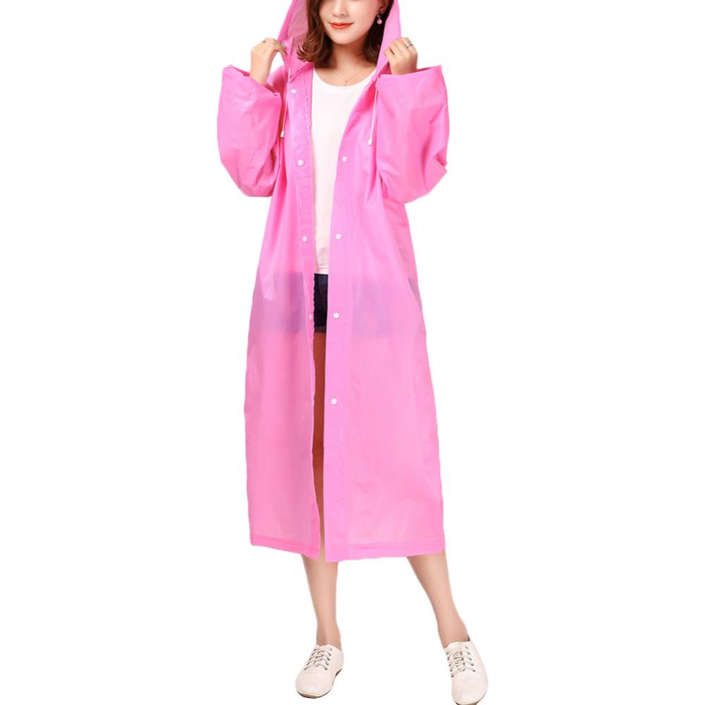 Reusable Unisex Raincoat Waterproof Rain Coat Women Men Hooded Poncho Rainwear Adults Rain Jacket chubasquero mujer плащ женский: Pink