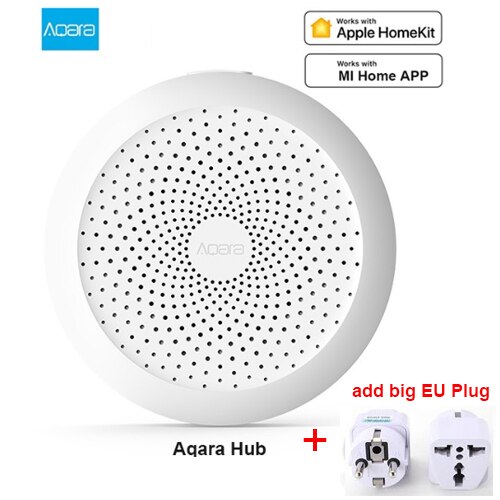 Xiaomi Smart mi passerelle 3 Aqara Hub avec rvb Led veilleuse sans fil Wifi Zigbee télécommande travail pour Apple Homekit Mi maison: add big EU plug