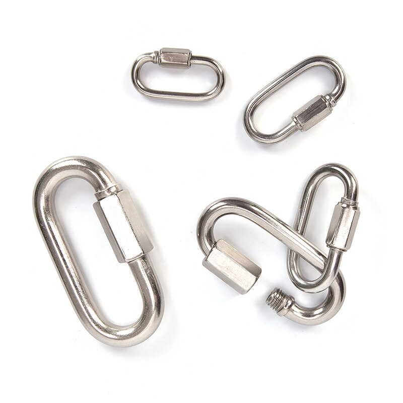 Stainless Steel Screw Lock Climbing Gear Carabiner Quick Links Safety Snap Hook