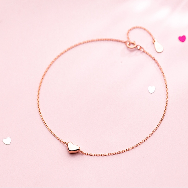 100% 925 schlichte herzketten aus sterlingsilber, roségoldfarben, für damen, hochzeitsschmuck