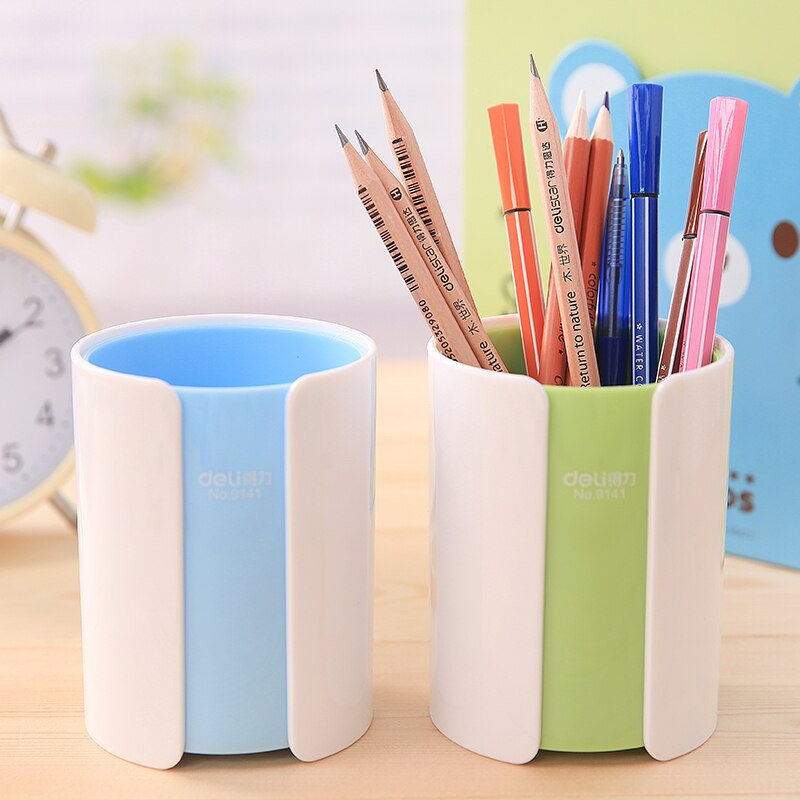 1 pc/ stuks schattige ronde pennenhouders in twee kleuren voor schoolbenodigdheden en kantoorbenodigdheden