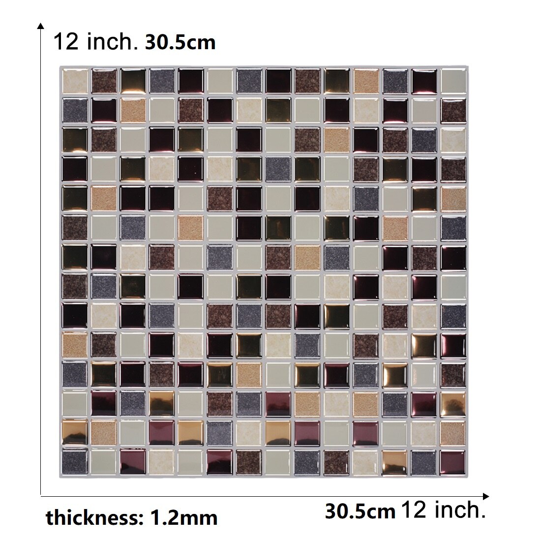 Peel and Stick Mosaic Tile for Kitchen and Bathroom Waterproof Wallpaper DIY Felxible Wall Tiles - 1 Sheet: TSQS51