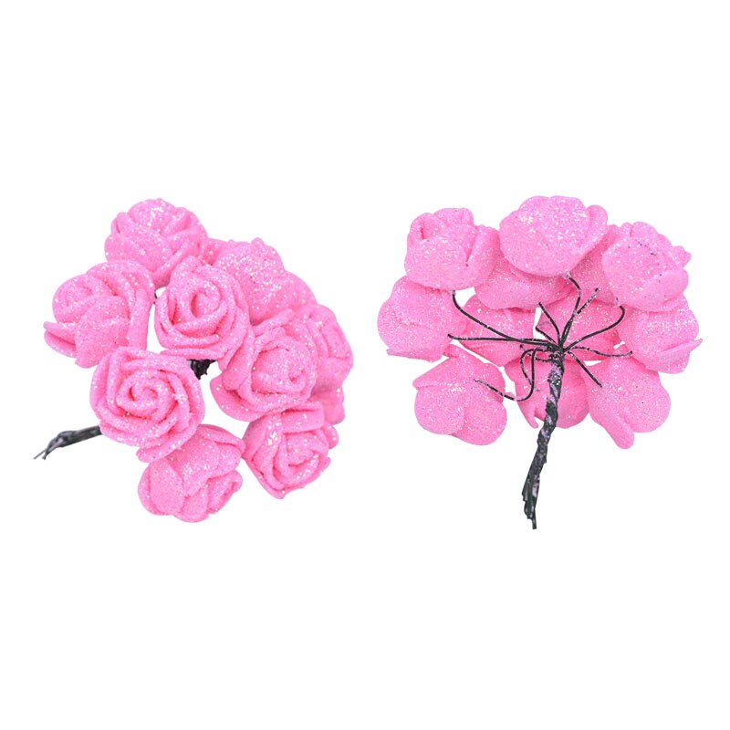 Ramo de flores artificiales de espuma con purpurina brillante, ramo decorativo de rosas de 2cm, decoración para de boda, 72 Uds.