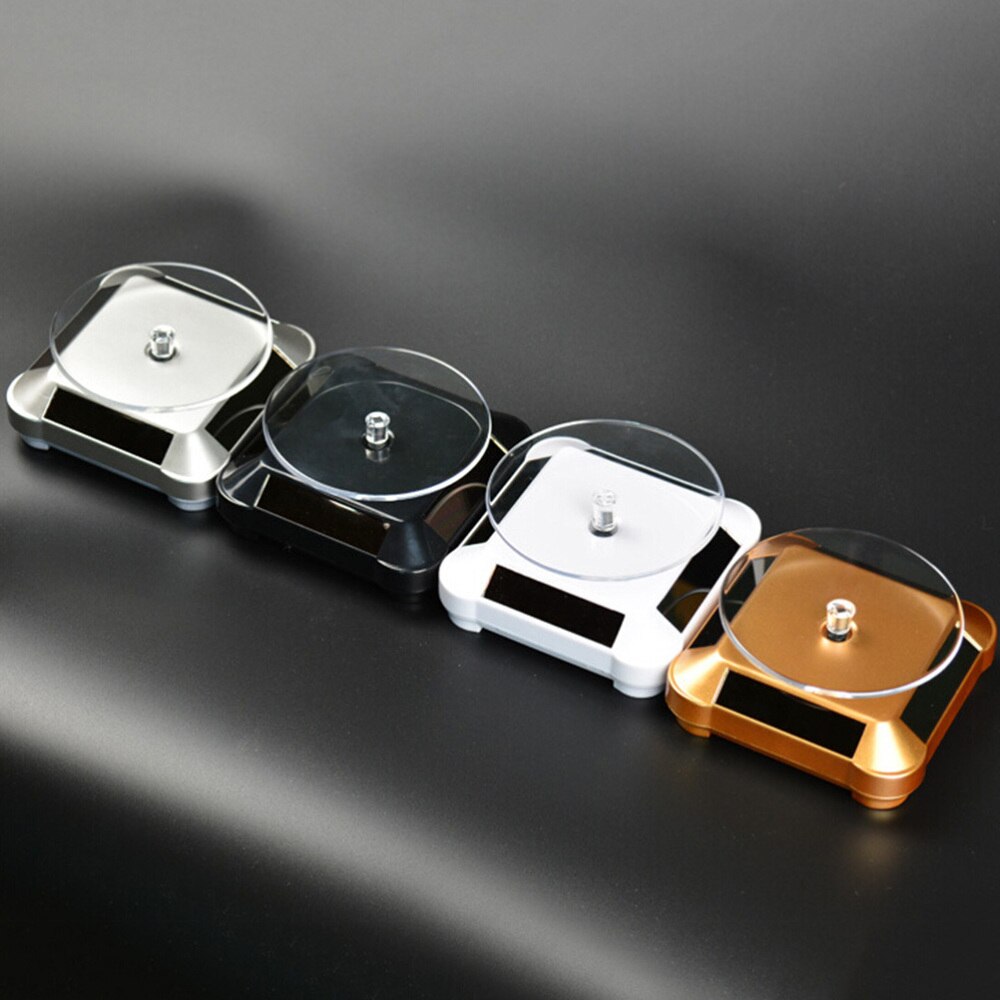Solar Energy Electric Rotating Display Stand Tray Jewelry Accessories Prop Stand Phone Display Stand Battery Included(Golden): Golden