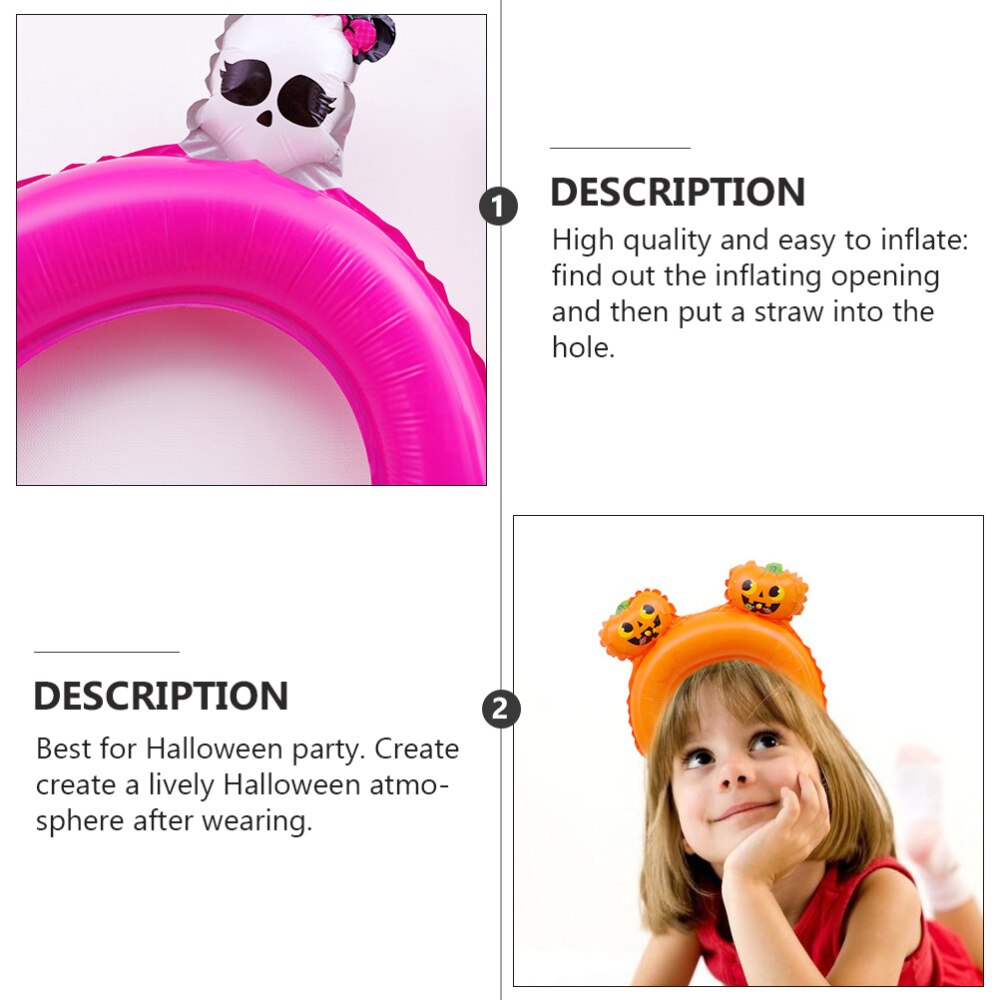 50 Stuks Halloween Hoofdbanden Cartoon Opblaasbare Ballon Haar Hoops Party Gunsten