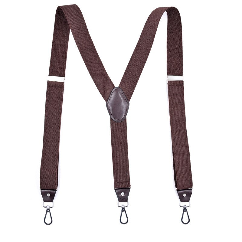 Deepeel 1pc 3.5 x 120cm unisex vuxen hängslen med 3 clips krok y typ wild sanp spännen hängsel kostym byxor justerbar rem: Kaffe