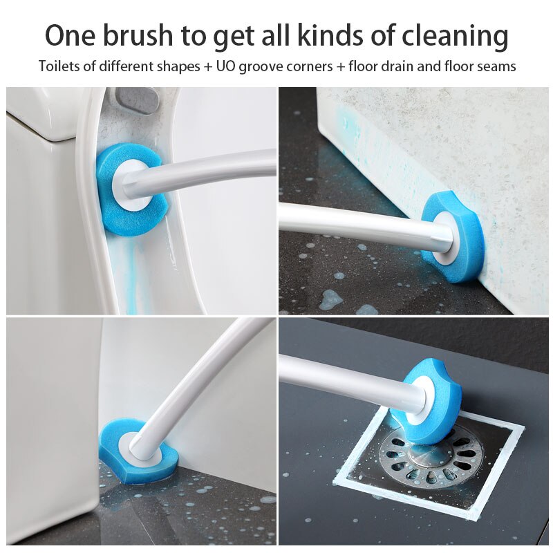 Escobilla para inodoro desechable, herramientas de limpieza sin ángulo muerto, cepillo limpiador de mango largo para el hogar, accesorios de baño para inodoro
