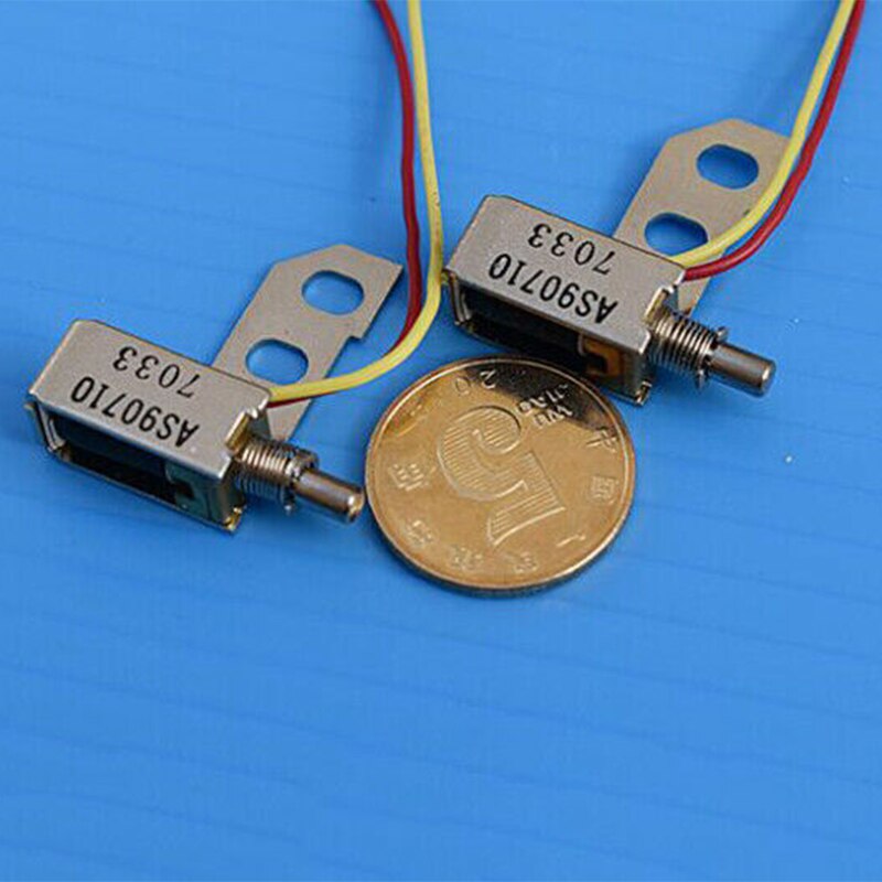 Tiny Mini DC5V 6V Suction Solenoid Electric Magnet Self-holding Plunger Electromagnet Mounting hole with bracket