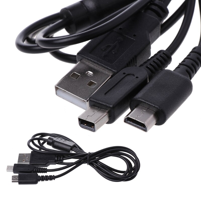 2- i -1 usb laddningskabel y-splitter sladd för nintendo 3ds ndsi ds lite