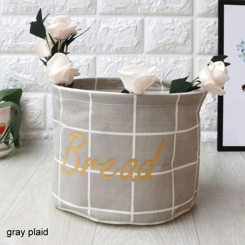 Huishoudelijke Draagbare Opvouwbare Desktop Desktop Opslag Mand Cartoon Afdrukken Speelgoed Opbergtas Kleine Voorwerpen Opbergdoos: gray plaid