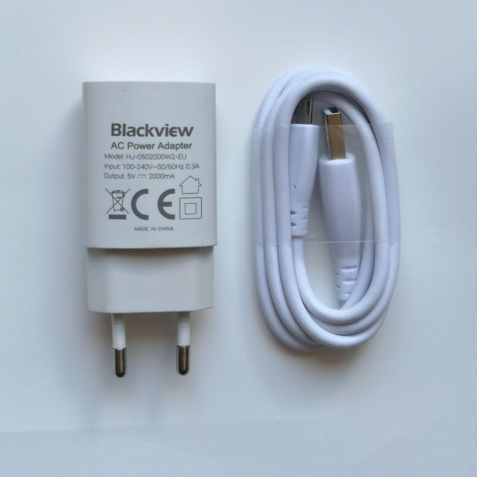 Adaptador de enchufe europeo con Cable USB, Original para Blackview BV5800 Pro, BV6000, BV6000S, BV5000, S8, BV4000, 5V, 2A: Both