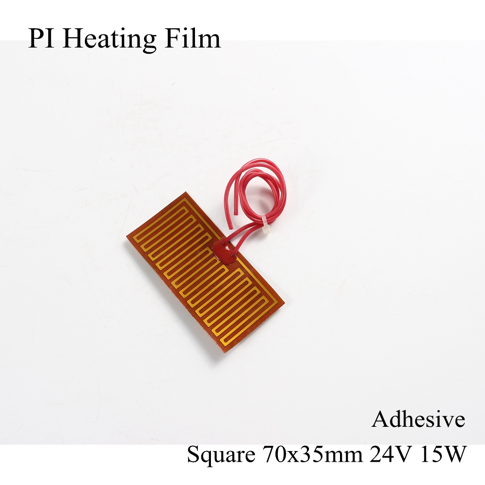 70 Mm X 35 Mm 24V 15W Polyimide Heater Pi Verwarming Film Plaat Elektrische Verwarmde Panel Pad Mat electrotherma Flexibele Lijm Folie Olie: Default Title
