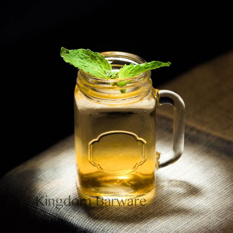 4 st mini mason jar mugg glas snapsglasset med glashandtag, whiskydricksglas/muggar