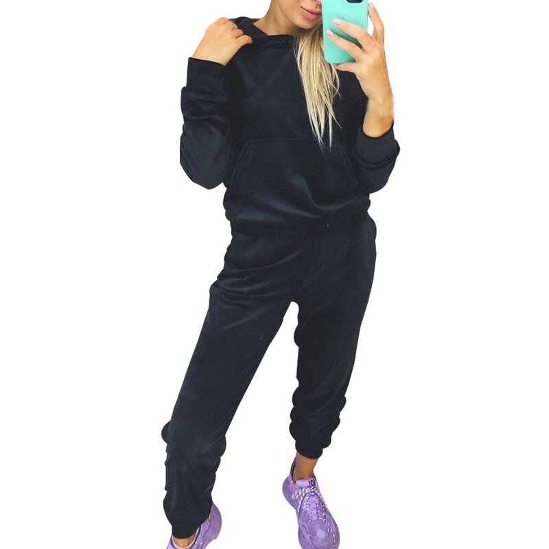 LOOZYKIT automne velours survêtement femmes velours ensemble survêtement ensembles hiver velours costume deux pièces ensemble femmes 2 pièces tenues: 2 / S