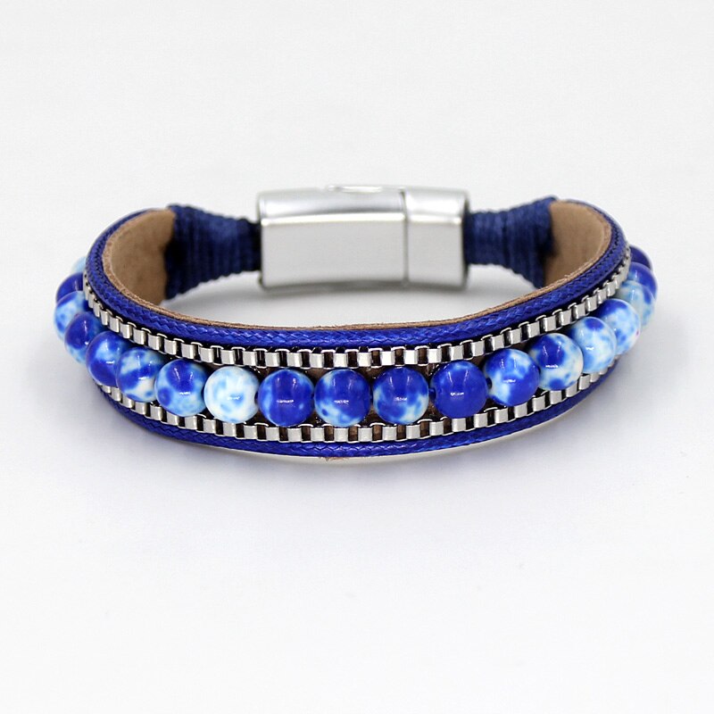 VONNOR Gioielli Braccialetti di Pietra per le Donne di Cuoio Dei Braccialetti Degli Uomini Perline Strsnd Braccialetto di Fascino