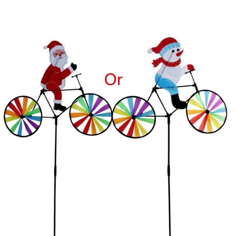 3D Grote Sneeuwpop Kerstman Op Fiets Windmolen Wind Spinner Draaimolen Yard Garden Decor Christmas