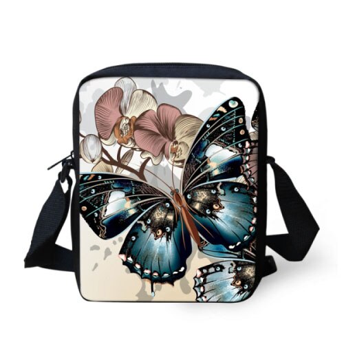 Vlinder Print Vrouwen Messenger Bags Kleine Cross-body Bags Voor Tiener Meisjes Mini Kids Schouder Bolsas Vrouwelijke: Z674E