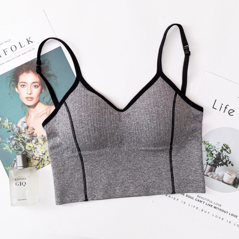 SVOKOR Seamless Bra Sexy U-Shaped Back Tube Top Cotton Bralette Bra Wireless Women Lingerie Brassiere Fitness Underwear: Gray Sexy Bra