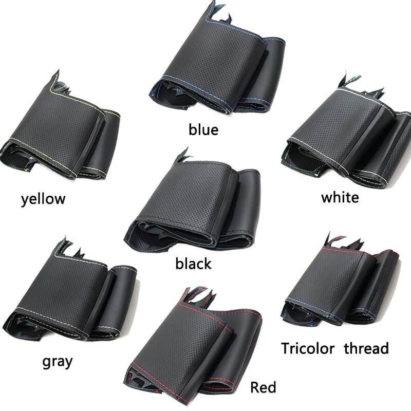 Handsewing Zwarte Kunstmatige Lederen Stuurwiel Covers Voor Citroen C4 C4L