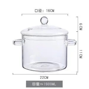 Cacerola de vidrio de Color degradado con cubierta, resistente al calor cazuela, olla de vidrio segura para Pasta, fideos, sopa, leche: 1900ML