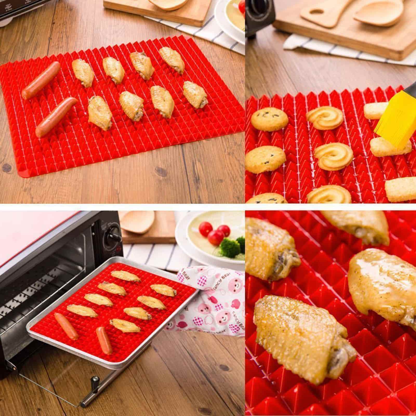 Tapis de cuisson en silicone à pyramides anti-adhésives,accessoire de cuisine indispensable pour cuire facilement les pâtisseries, compatible avec four, barbecue, micro-ondes et poêles