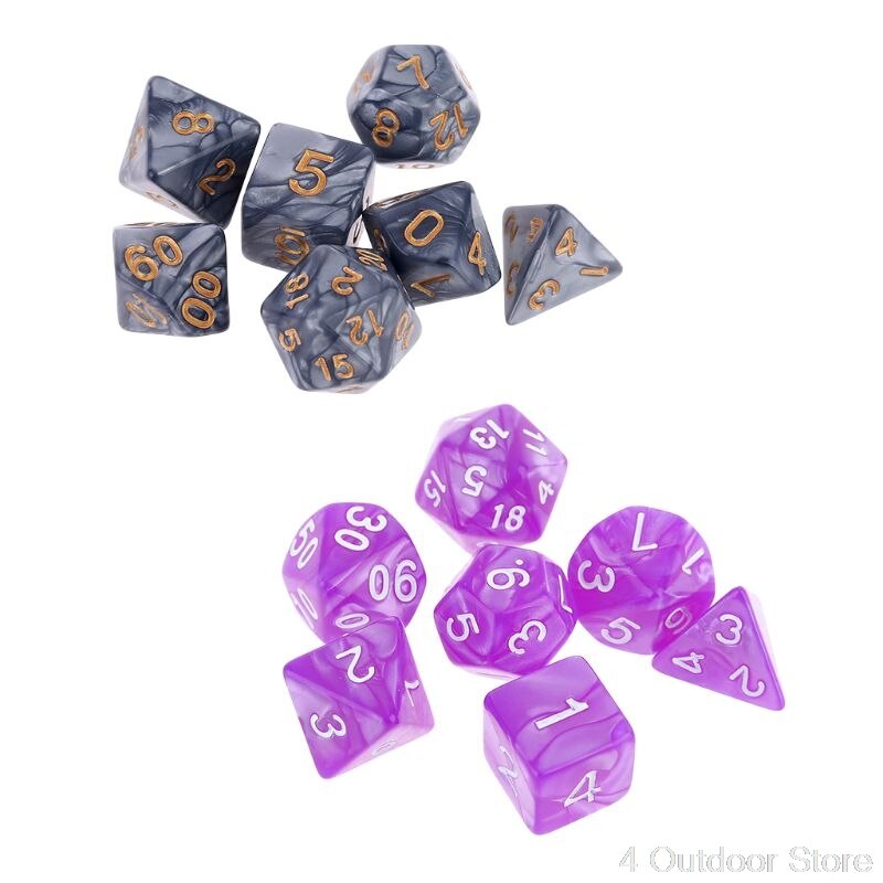 7 teile/satz D4 D6 D8 D10 D12 D20 polyedrisch Würfel Zahlen Zifferblätter Schreibtisch Tisch Brettspiel S25 20
