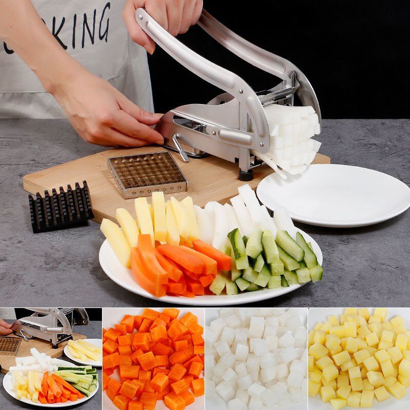 Home Kitchen Potato Chips Cutter Stainless Steel French Fries Slicer Potato Bar Dicer Commercial Potato Chips Maker Anti-slip