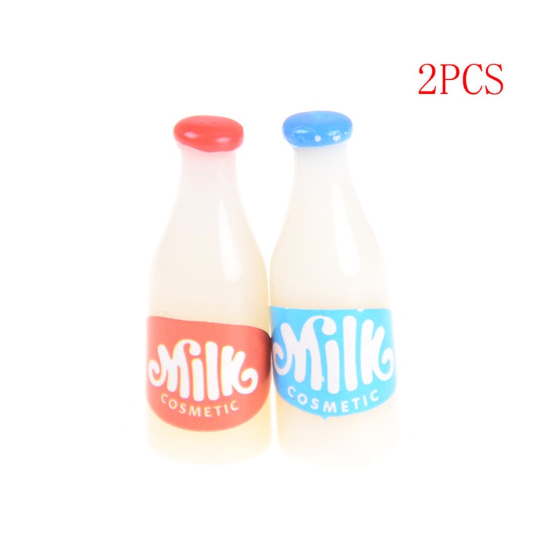 2PCS Dollhouse Kitchen Accessories 1:12 Miniature Food Milk Bottles Breakfast