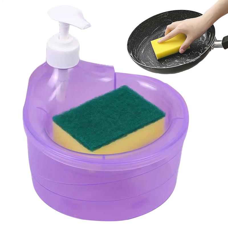 Dishwasher Dispenser Sponge Holder Washing Soap Dispenser 2 In 1 Washing Up Liquid Dispenser With Sponge Dish Soap Dispenser And