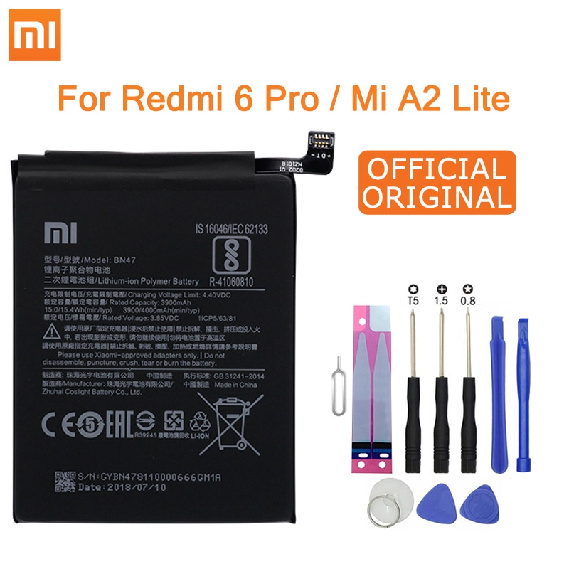 Xiao mi batteria originale per telefono BN47 per Xiao mi Red mi 6 Pro/mi A2 Lite 3900mAh batteria di ricambio di alta qualità strumenti gratuiti