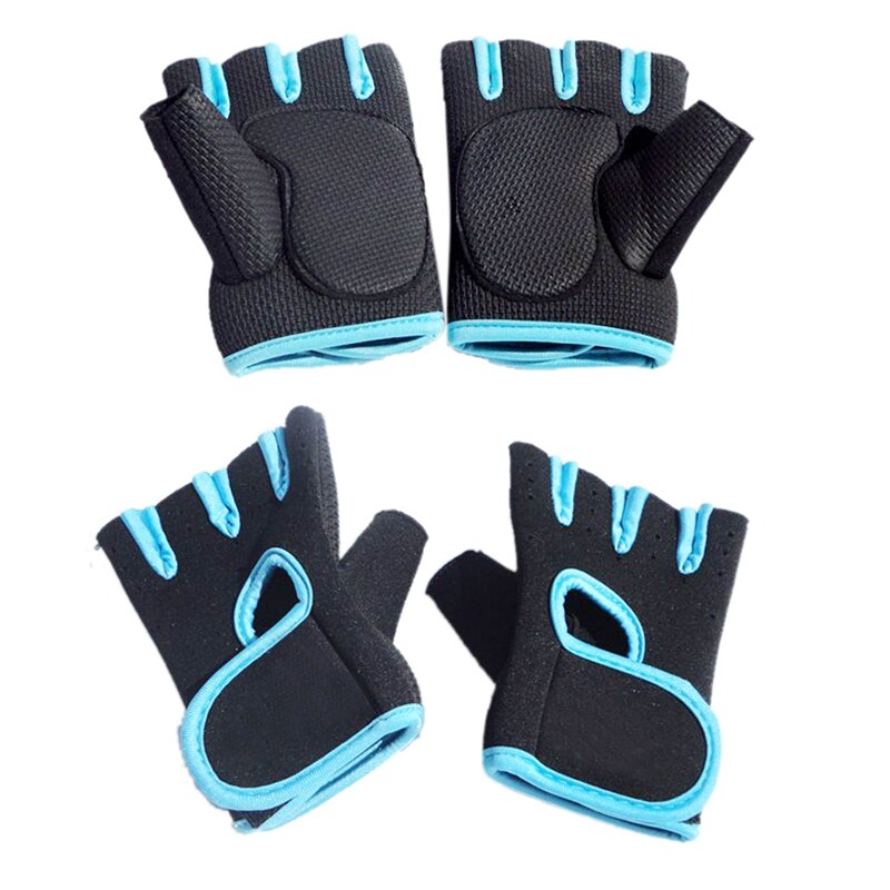 2 pares de nuevos guantes deportivos de medio dedo para hacer ejercicio de levantamiento de pesas m-negro con borde azul y negro con Gr