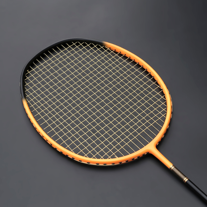 5U 75G Full Carbon Fiber Strings Badminton Rackets Light Weight Training Racquet High Tension 22-30LBS G5 Bags: Orange