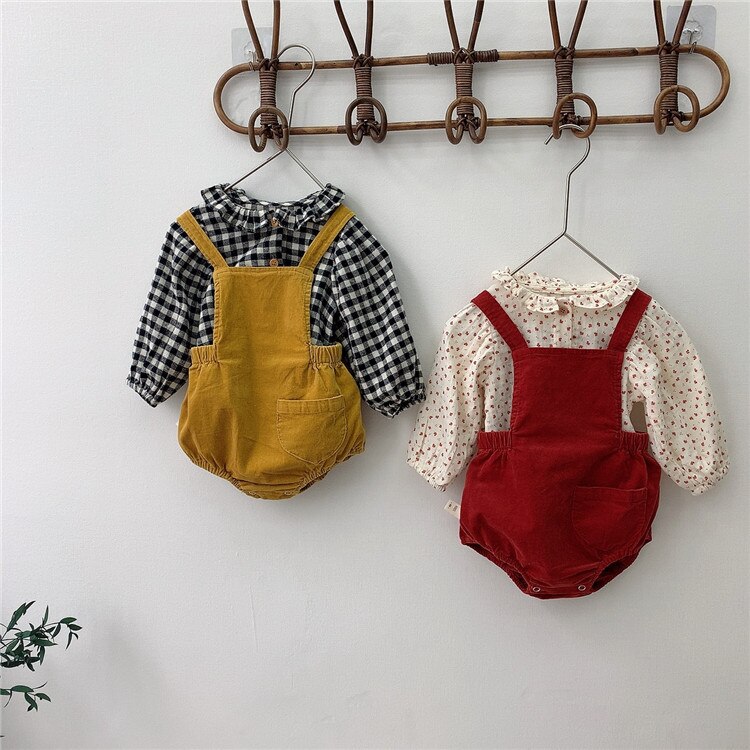 Baby Meisjes Puur Katoen Leuke Plaid Lange Mouw Pop Shirts Herfst Zachte Comfortabele Bloemen Tops