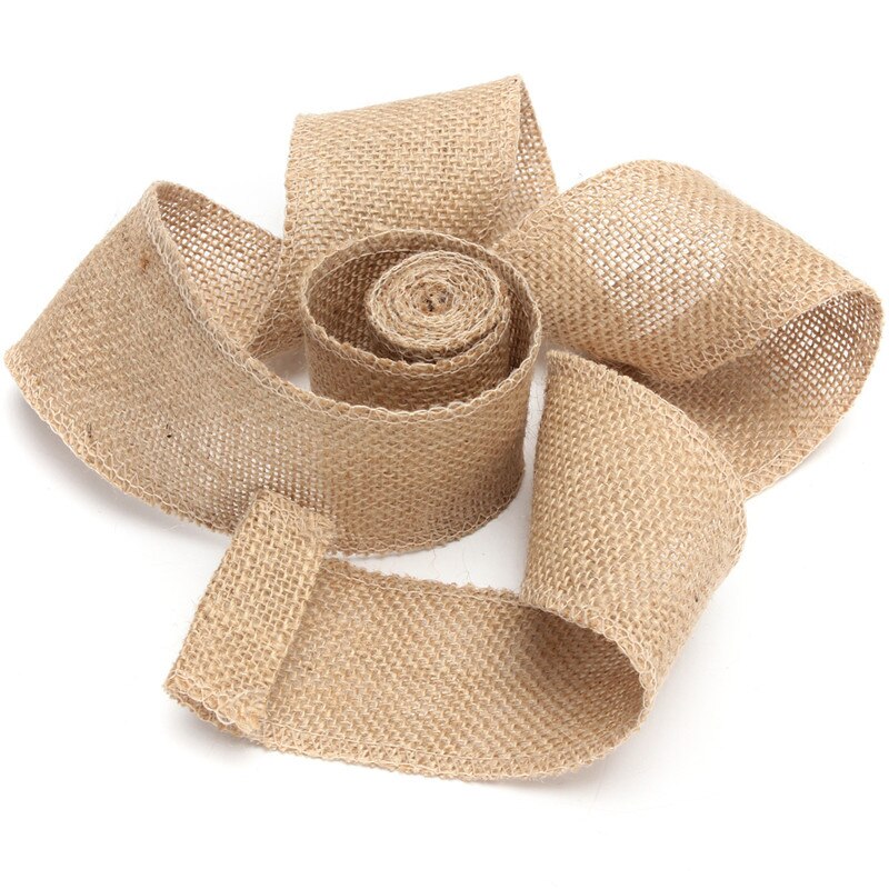 KiWarm 2 M Retro Natuurlijke Jute Hessische Jute Stof Lint Tape Rustieke Bruiloft Riem Bloemisterij Decor DIY ambachten